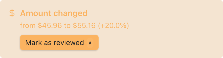 Tender highlights when the bill changes